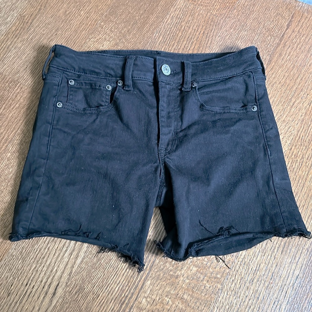 American Eagle Black Midi Shorts